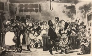 black london -Drawing and engraving by Cruikshank