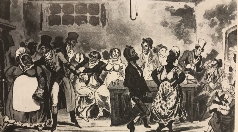 black london -Drawing and engraving by Cruikshank